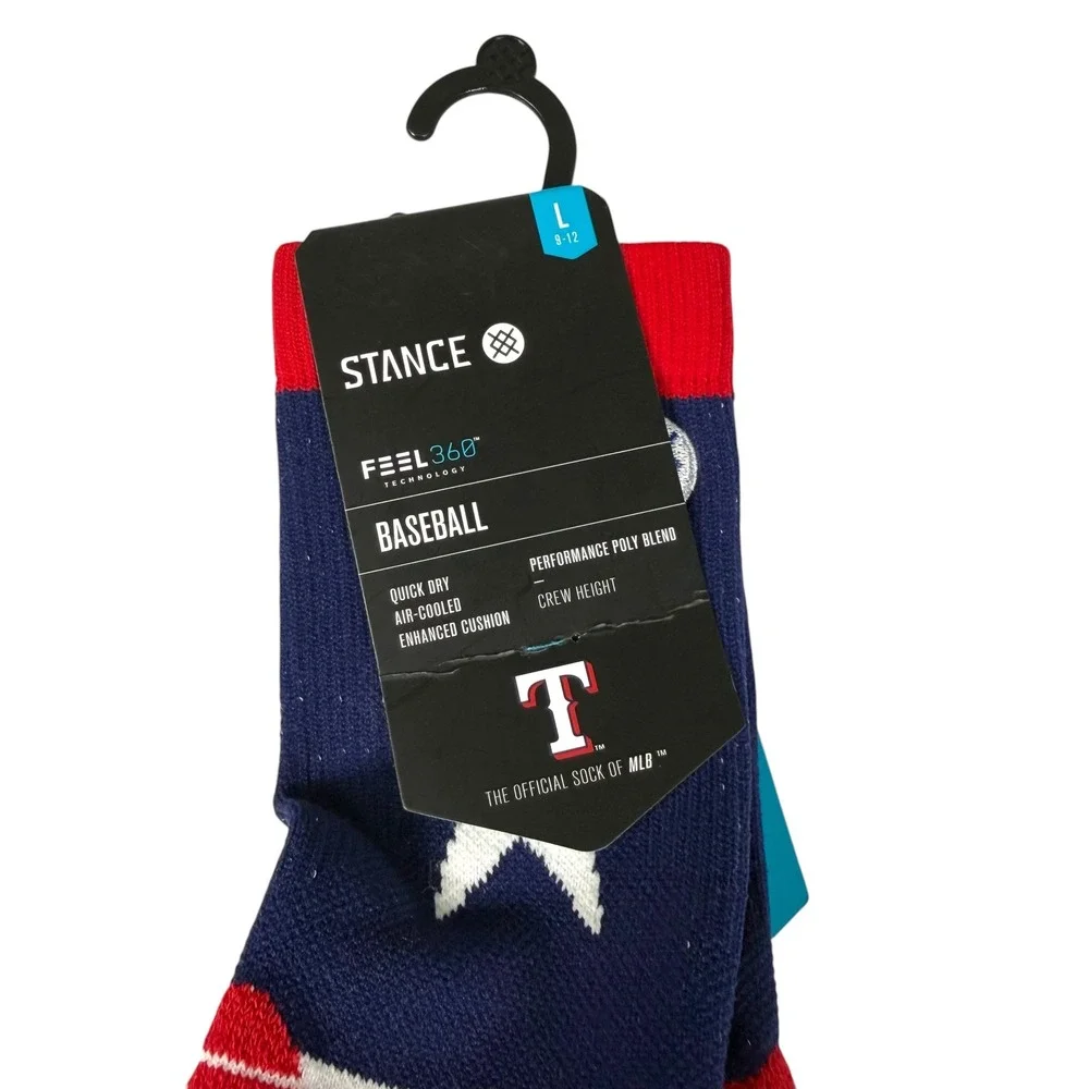 Stance Texas Rangers MLB Diamond Pro Crew Baseball Socks Blue Red Large NEW